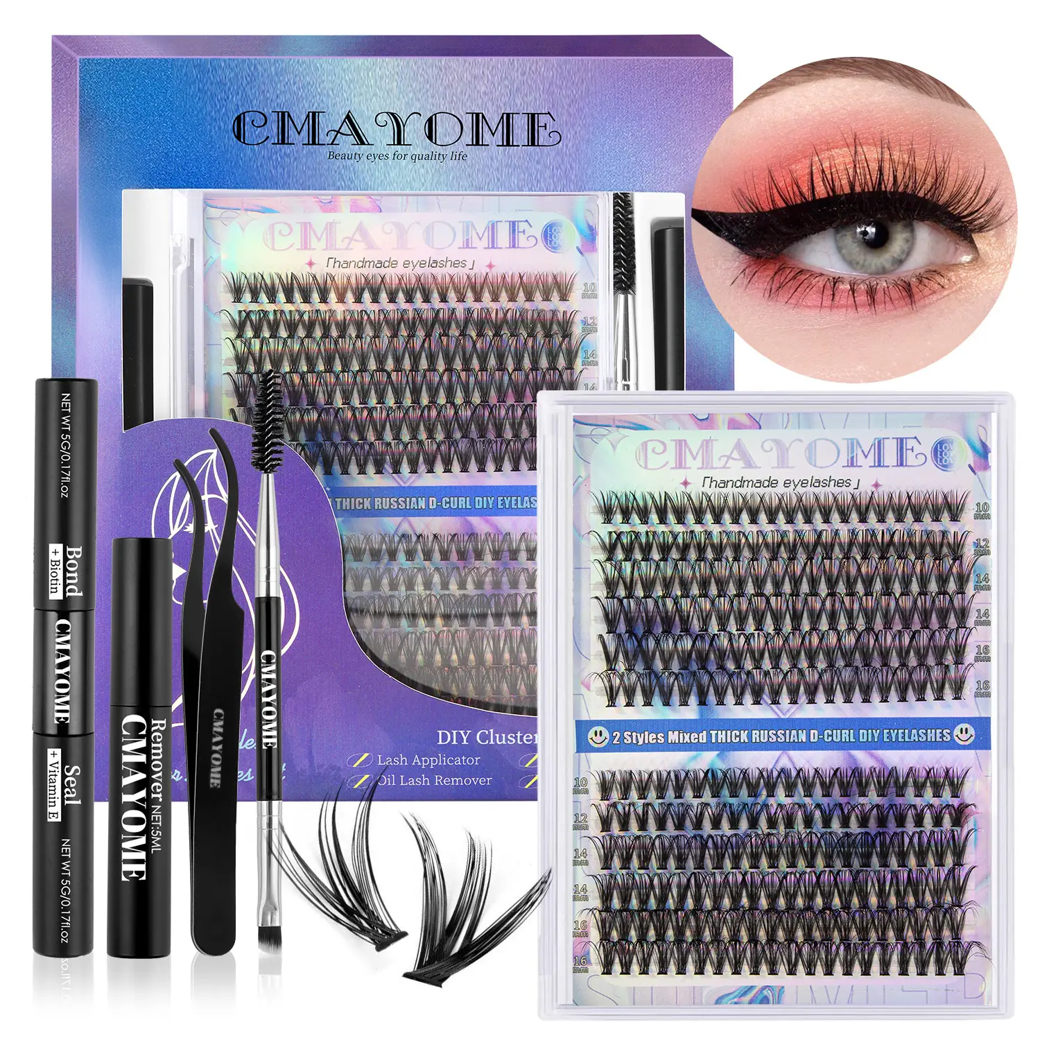 100 Clusters False Eyelashes 8-16mm Natural Large Capacity - Image 5
