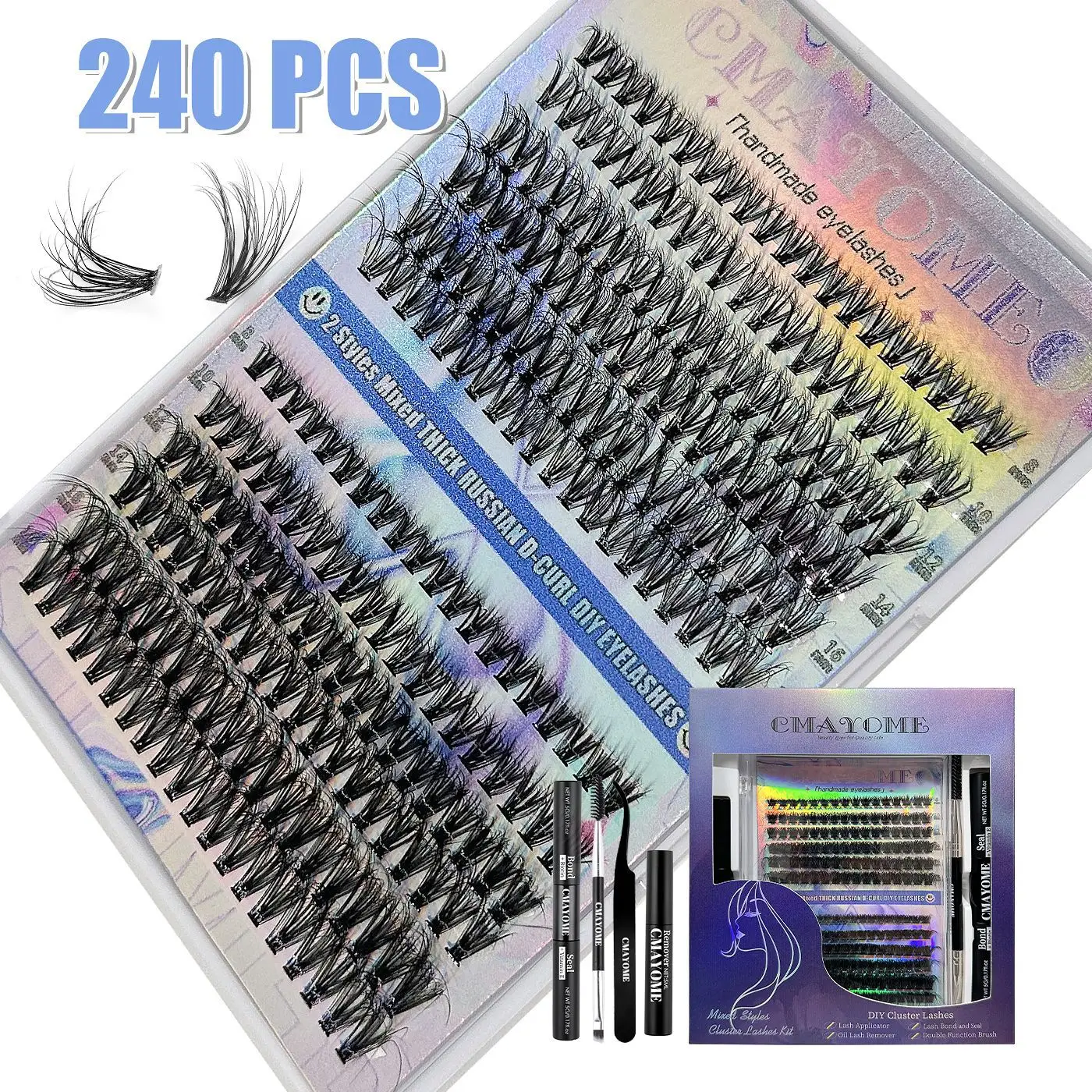 100 Clusters False Eyelashes 8-16mm Natural Large Capacity - Image 7