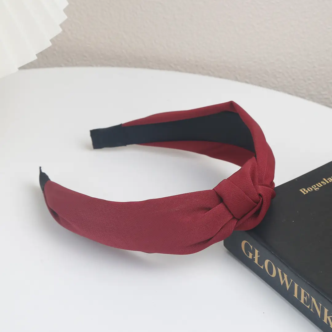 Pink Knotted Cross Body Headband with Black Buckle — feature 11