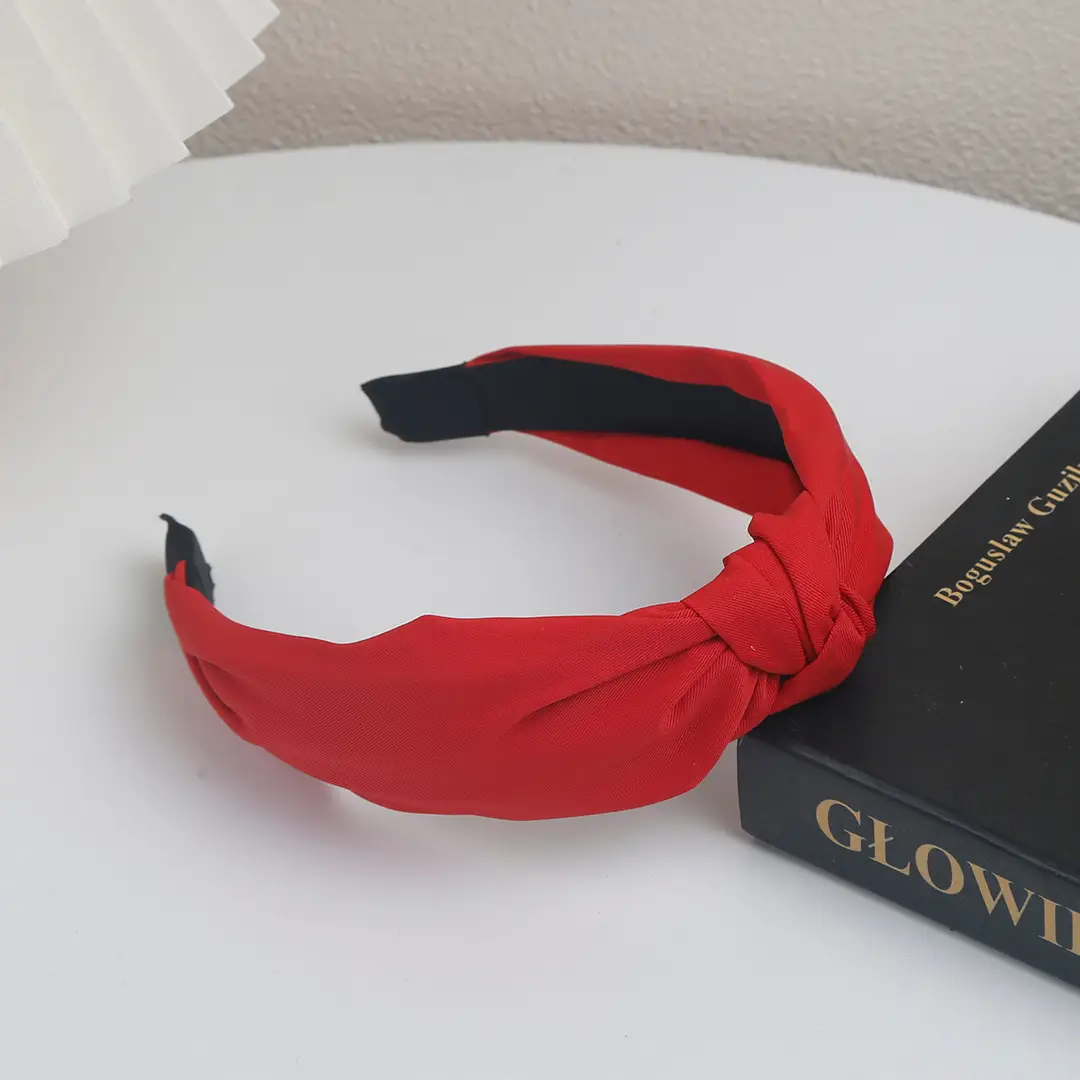 Pink Knotted Cross Body Headband with Black Buckle — feature 12