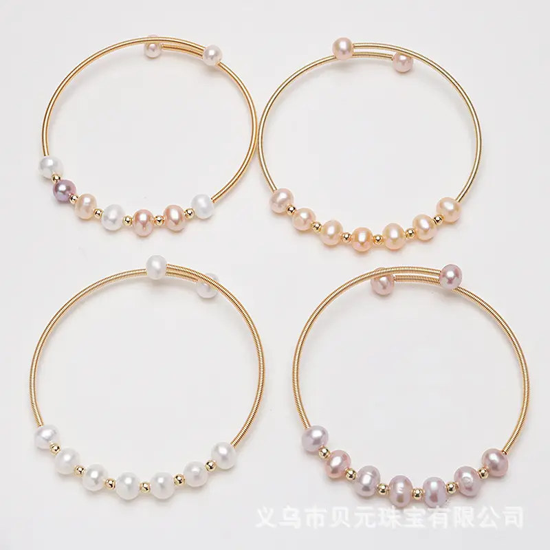 Women's Copper Pearl Bracelet 14K Gold Handmade