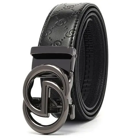 Men's Gold Logo Buckle Belt Business Casual Wear - Image 11
