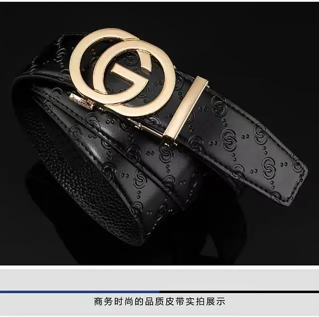 Men's Gold Logo Buckle Belt Business Casual Wear — feature 4