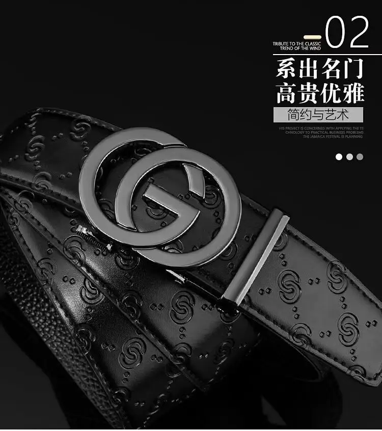 Men's Gold Logo Buckle Belt Business Casual Wear — feature 6