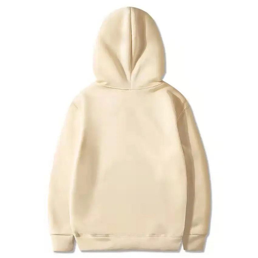 Men's Fleece Hoodie Cream Large Solid Color — feature 12