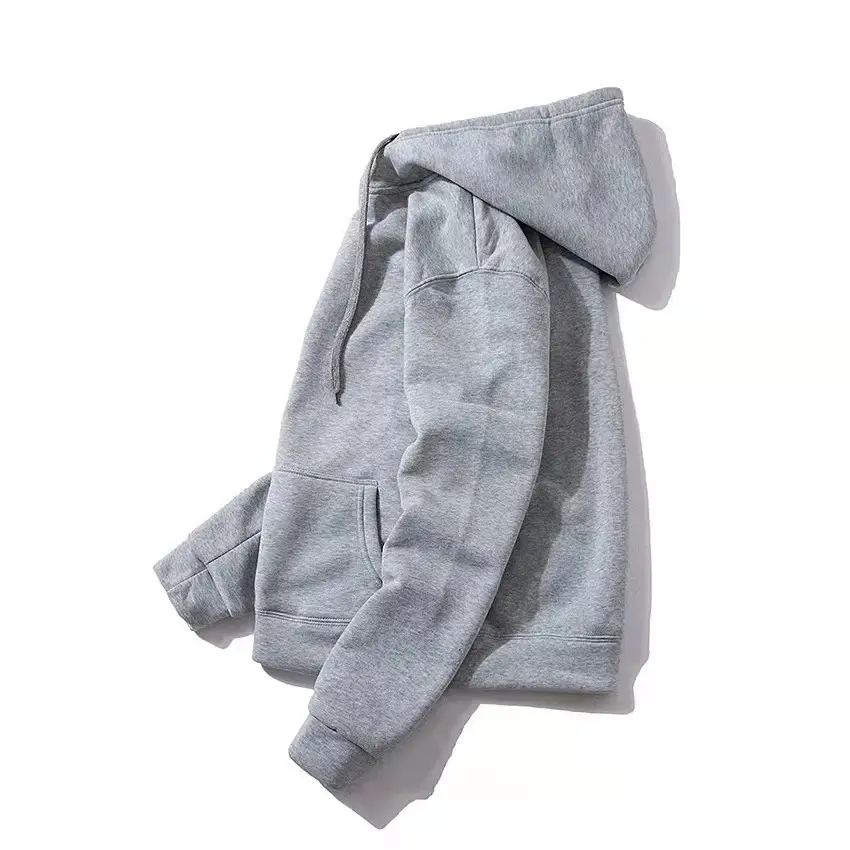 Men's Fleece Hoodie Cream Large Solid Color — feature 14