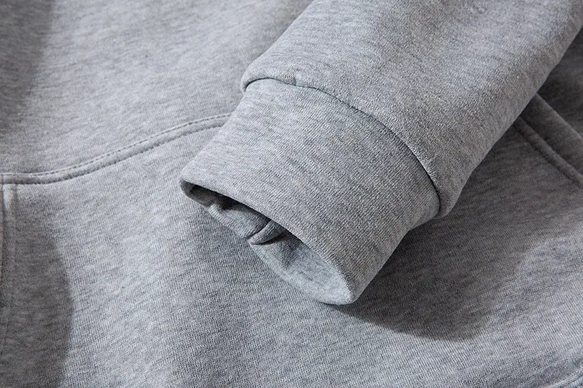 Men's Fleece Hoodie Cream Large Solid Color — feature 18