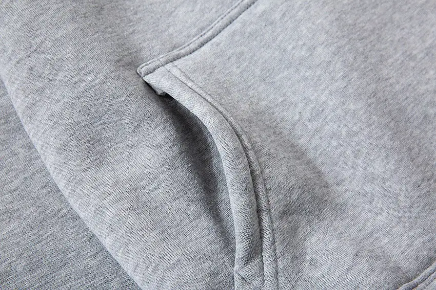 Men's Fleece Hoodie Cream Large Solid Color — feature 19