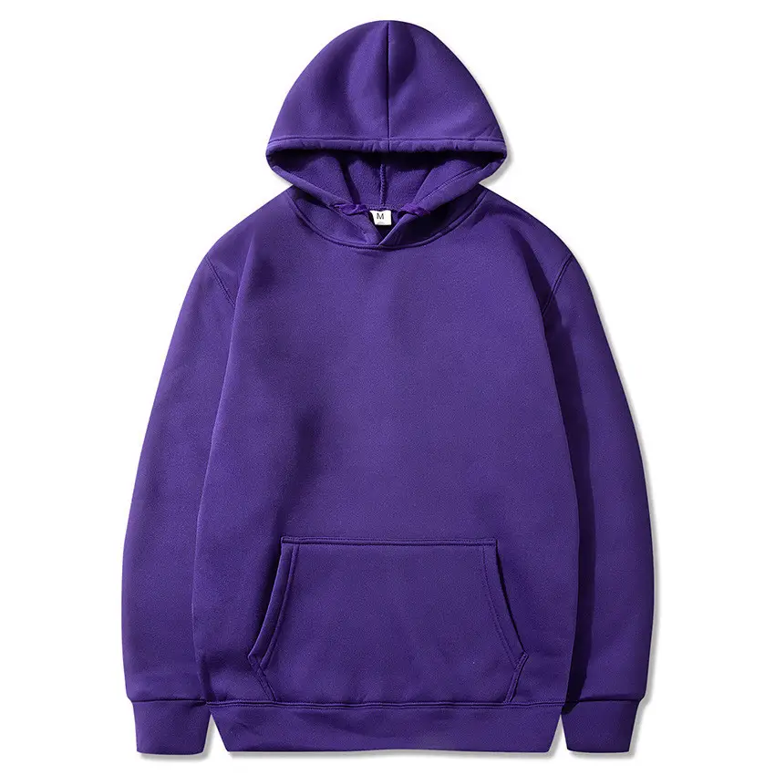 Men's Fleece Hoodie Cream Large Solid Color — feature 3