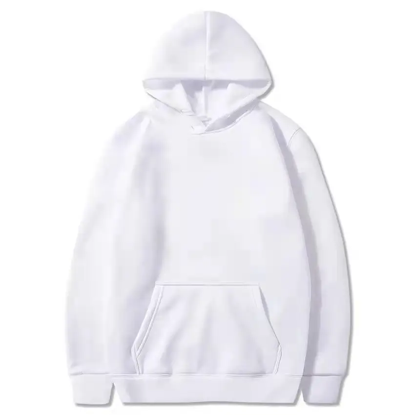 Men's Fleece Hoodie Cream Large Solid Color — feature 8