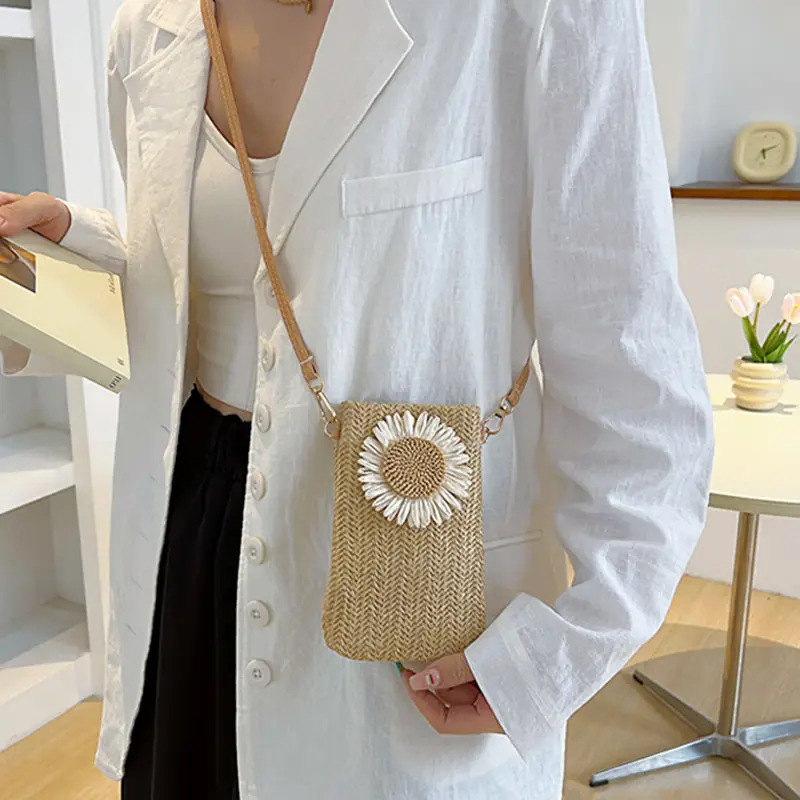 Women's Woven Floral Mini Mobile Bag 2026 - Image 4