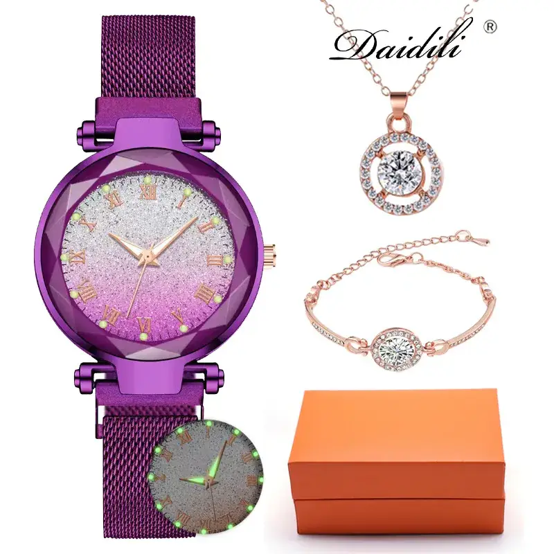 Purple Glitter 4PC Women's Jewelry Set - Image 5