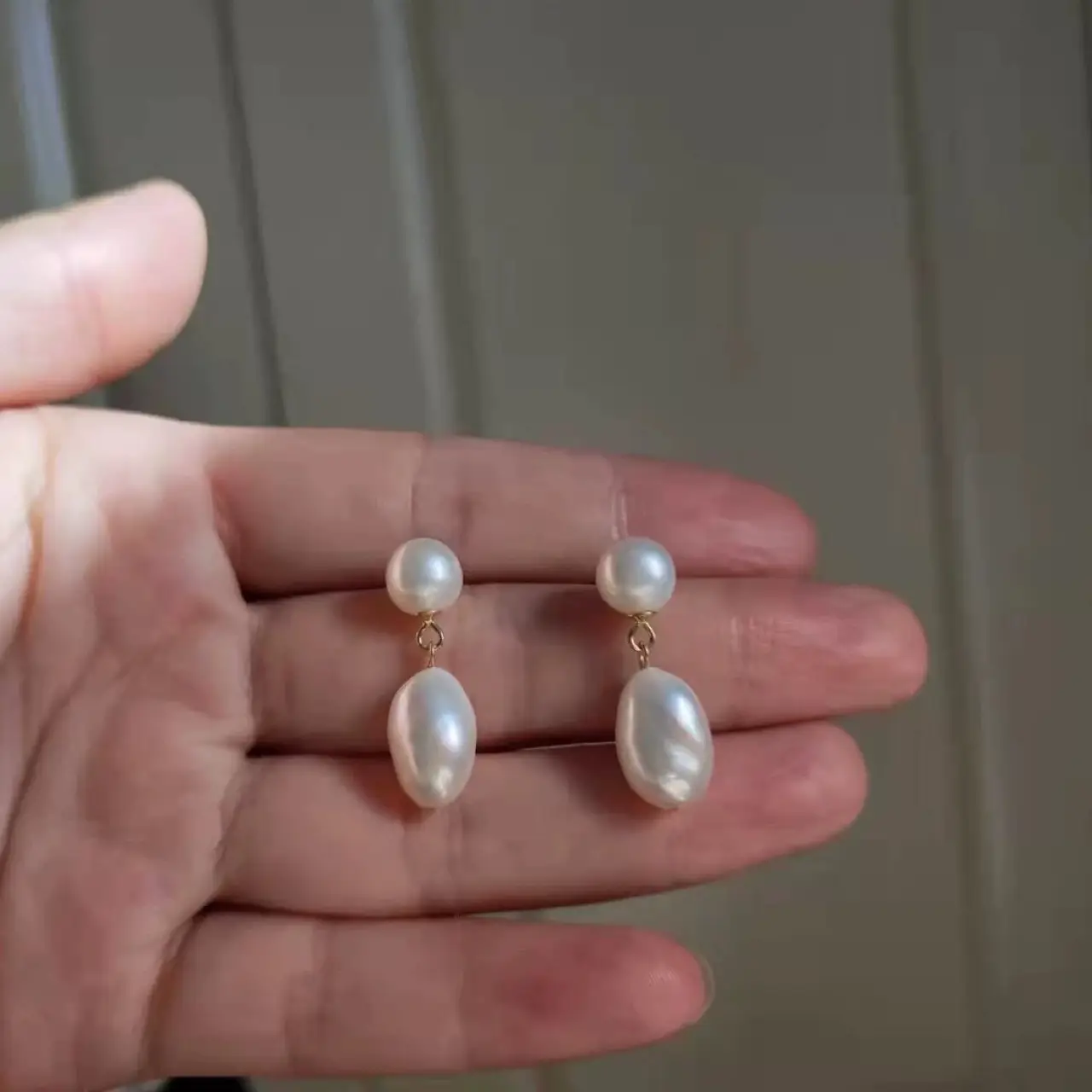 Natural Pearl Earrings White Pink Purple Round Beads - Image 3