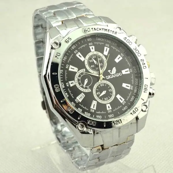 Men's Chronograph Steel Band Watch Silver Dial — feature 2