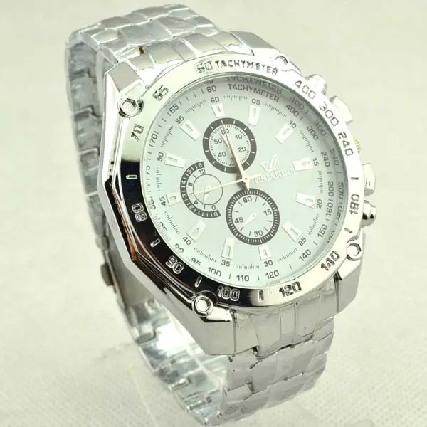 Men's Chronograph Steel Band Watch Silver Dial — feature 3