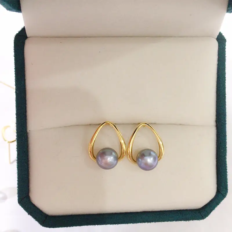 Natural Pearl Earrings for Women 18K Gold Light