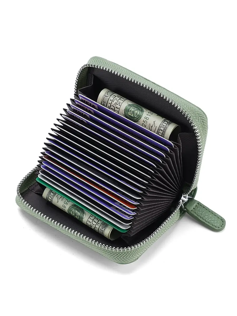 Rfid Genuine Leather Card Holder, Anti-Theft Credit Card Coin Wallet, Card Holder, Business Card Holder, Coin Purse, Accordion Card Holder