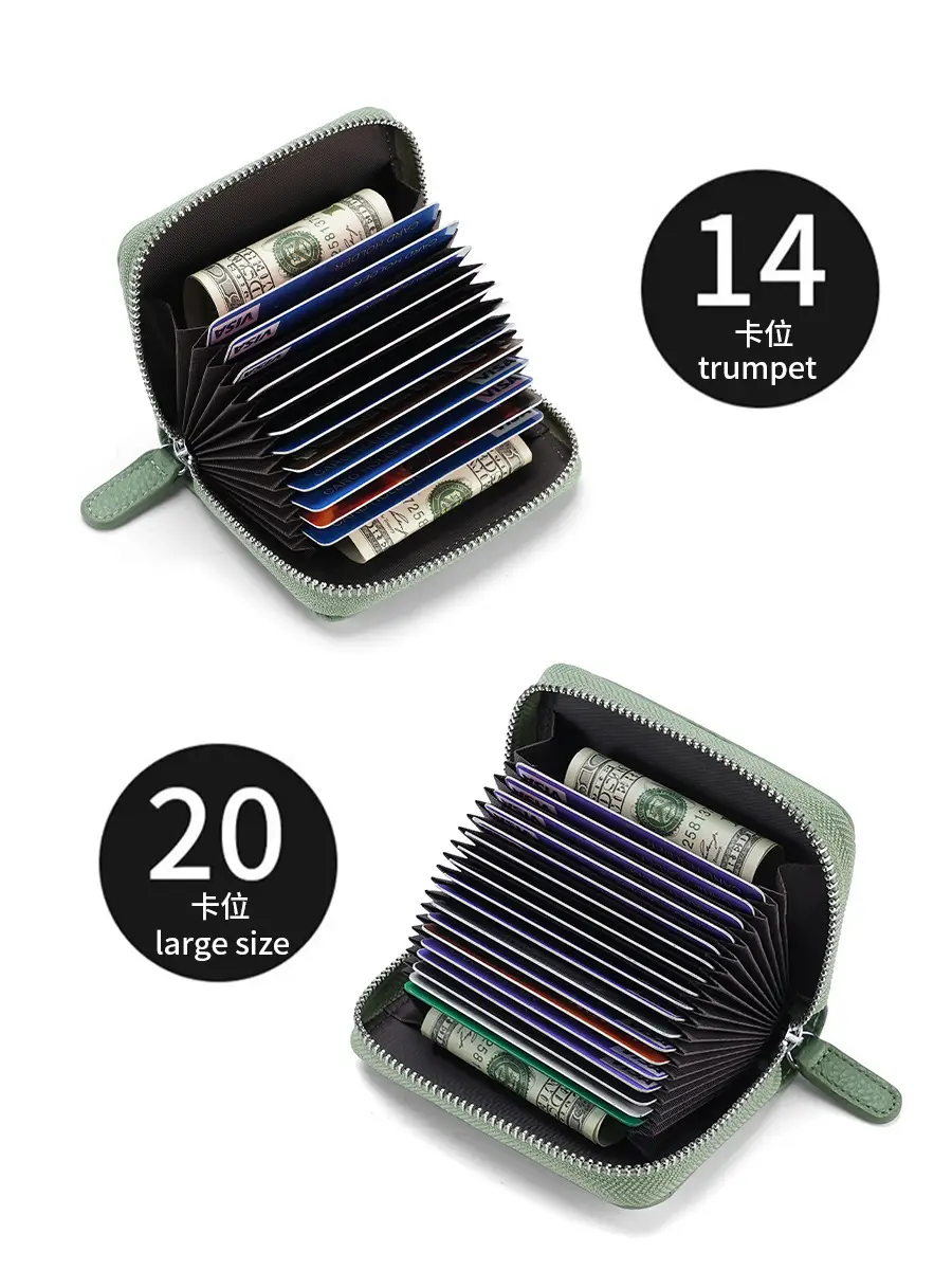 Rfid Genuine Leather Card Holder, Anti-Theft Credit Card Coin Wallet, Card Holder, Business Card Holder, Coin Purse, Accordion Card Holder