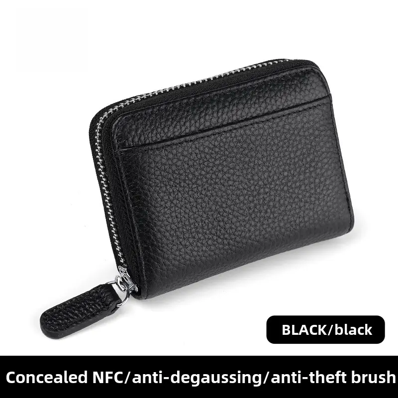 Rfid Genuine Leather Card Holder, Anti-Theft Credit Card Coin Wallet, Card Holder, Business Card Holder, Coin Purse, Accordion Card Holder