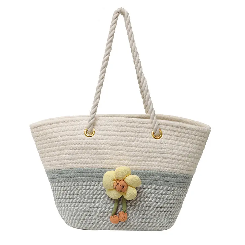Women Woven Shoulder Bag Summer 2026 Beige Floral - Image 7