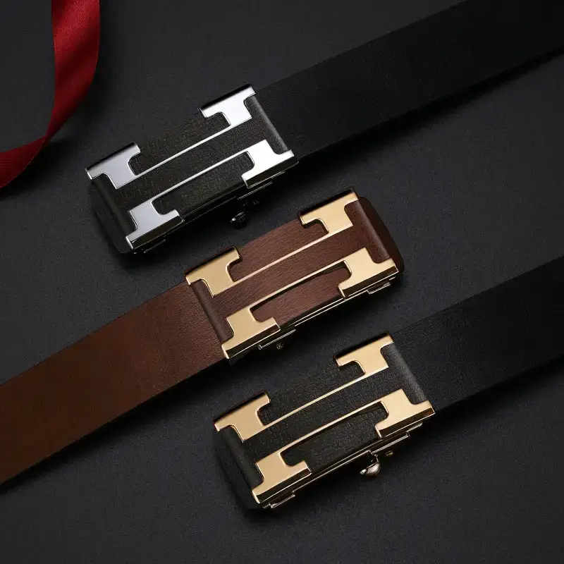 Men's Genuine Leather Belt with Gold Buckle 2024 - Image 4