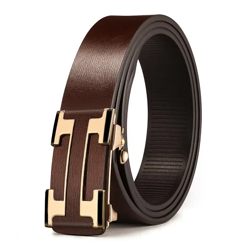 Men's Genuine Leather Belt with Gold Buckle 2024 - Image 5