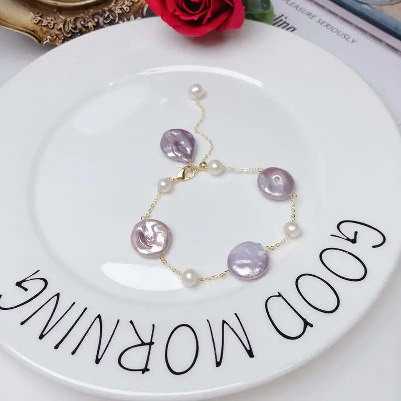 French Pink Purple Pearl Bracelet for Women — feature 5