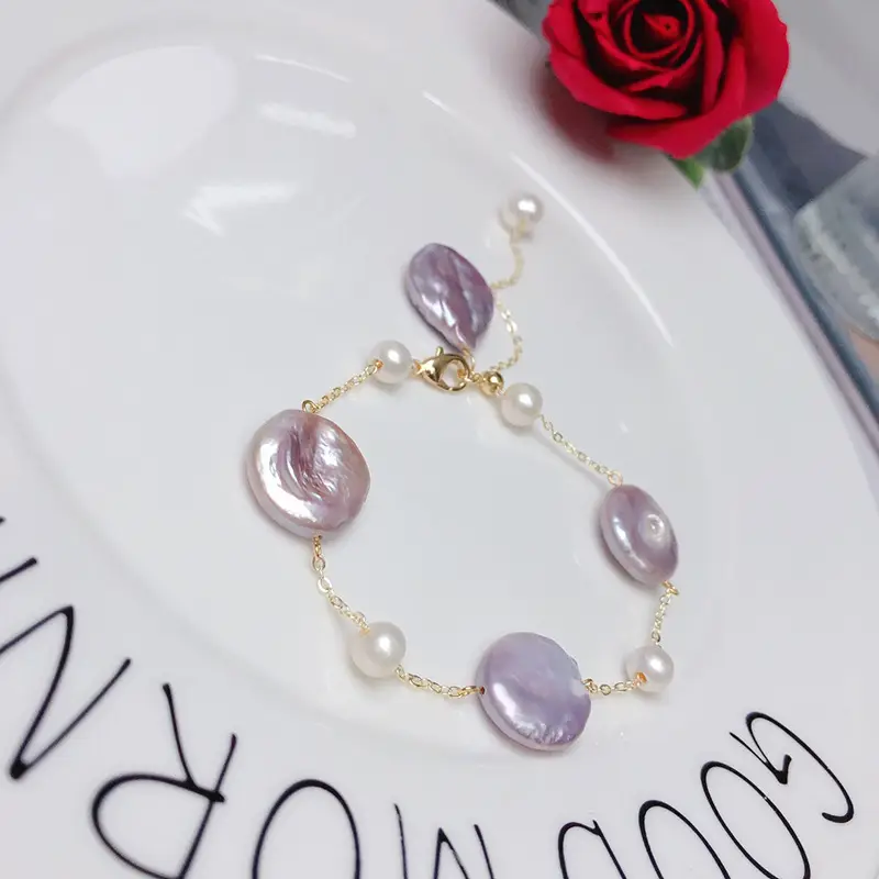 French Pink Purple Pearl Bracelet for Women — feature 7