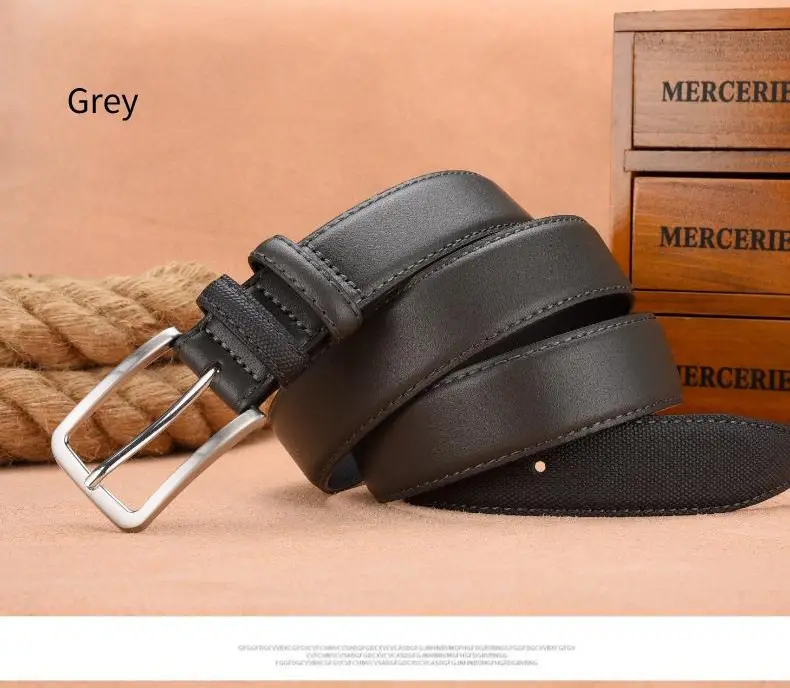 Men's Embossed Belt with Silver Buckle Brown PU Leather — feature 5
