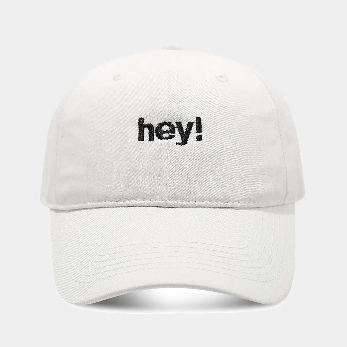 Brown Embroidered "hey!" Baseball Cap - Image 2