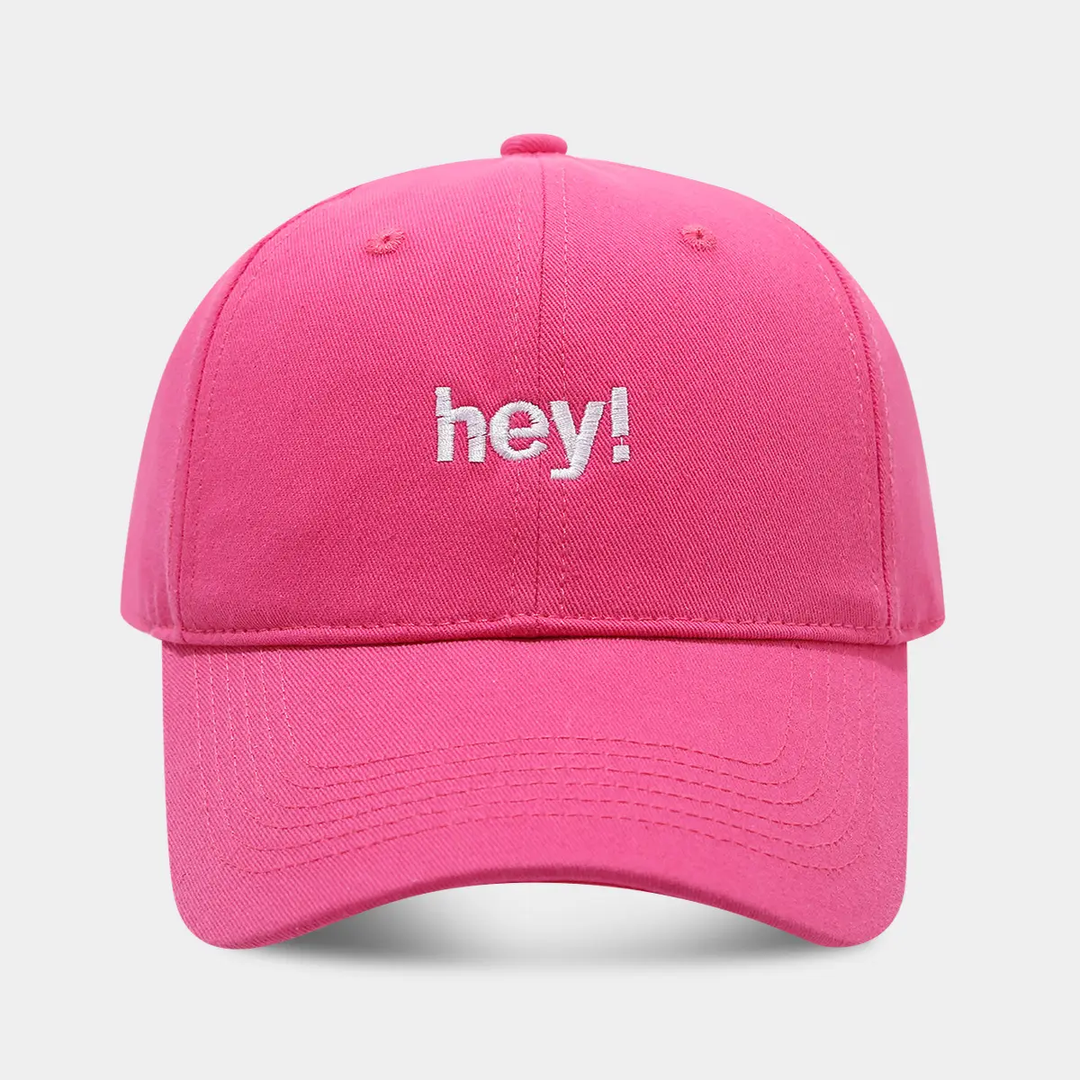 Brown Embroidered "hey!" Baseball Cap - Image 3