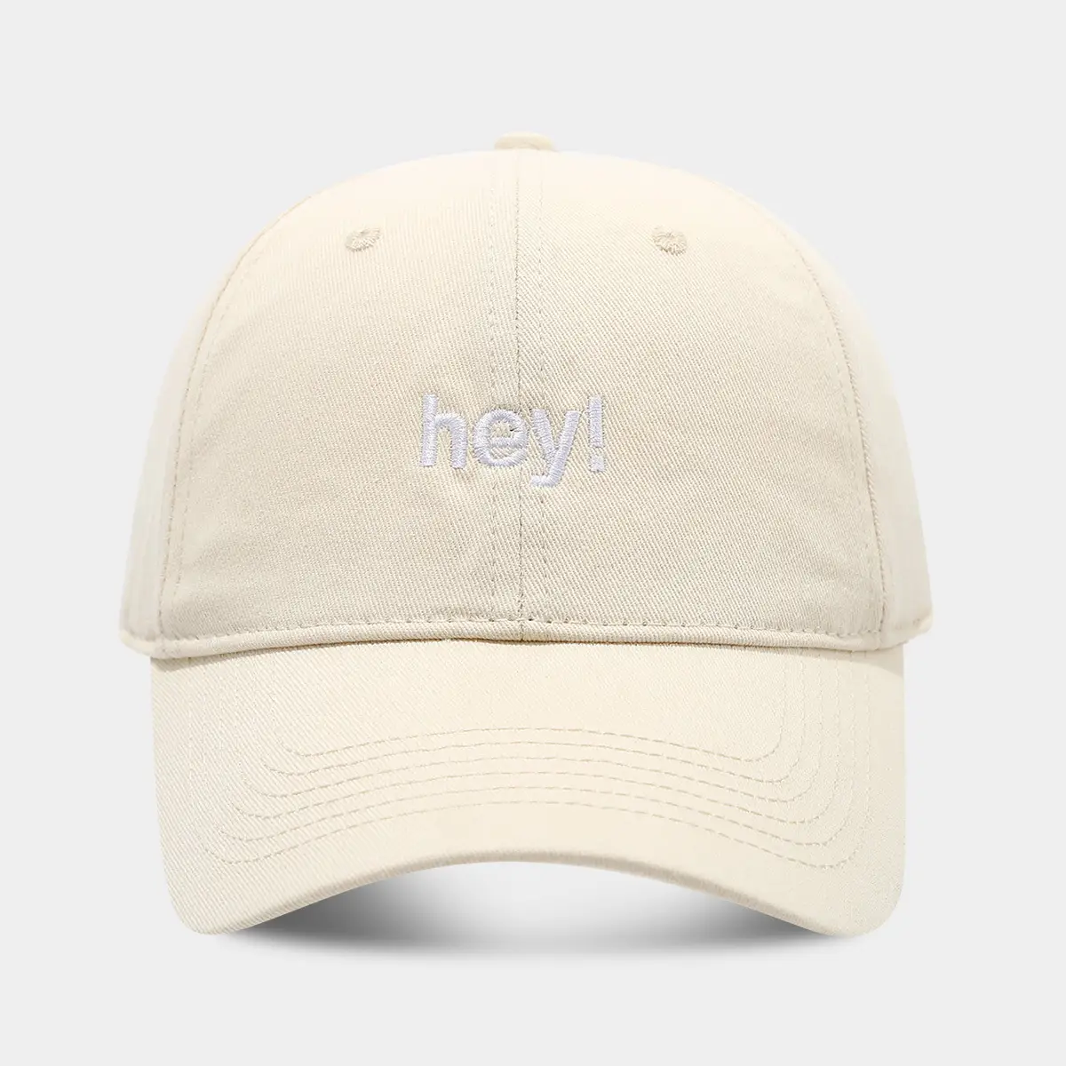 Brown Embroidered "hey!" Baseball Cap - Image 6