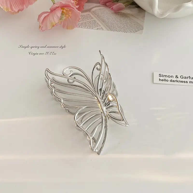 Gold Metal Butterfly Hair Clip for Women Large Size