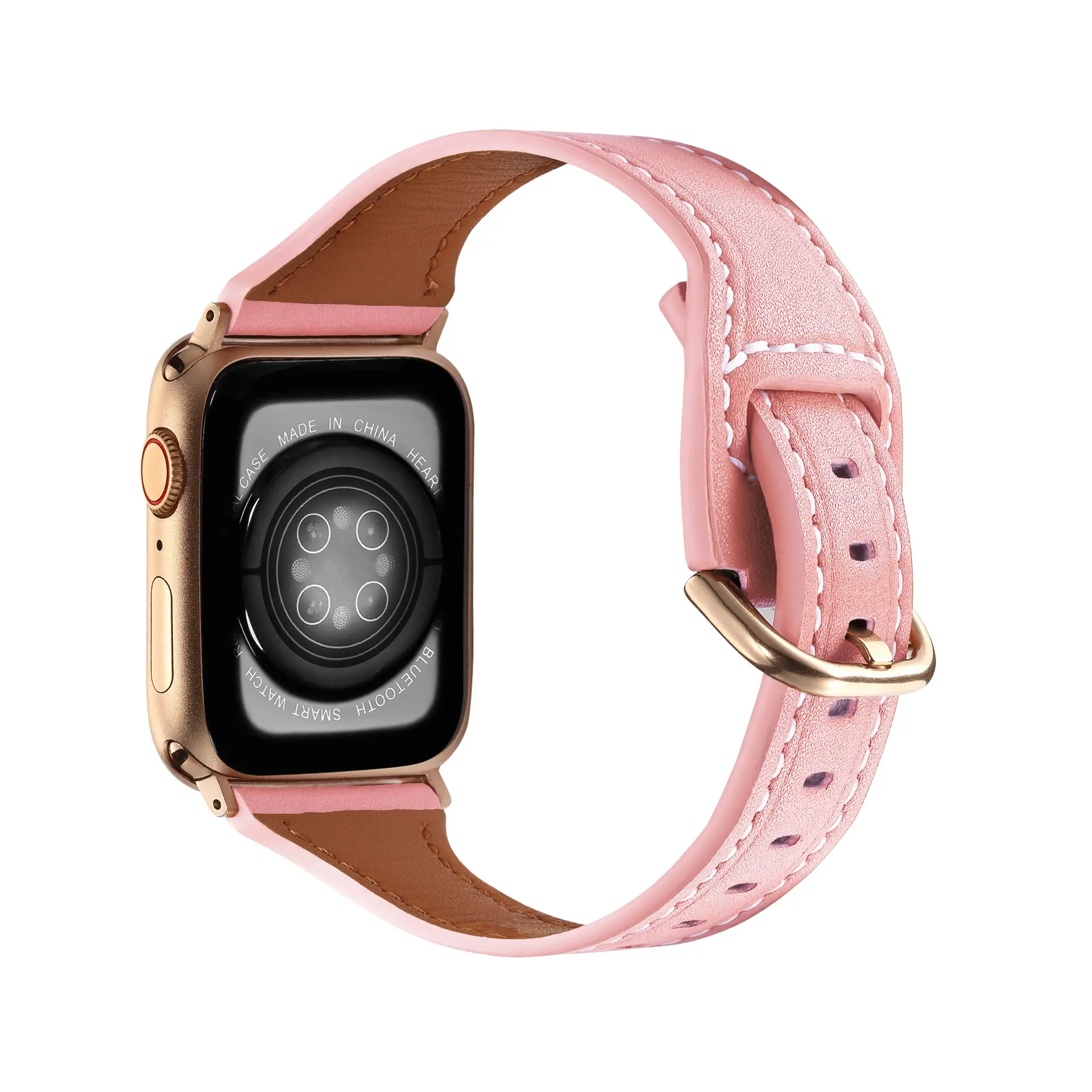 Women's Gold Apple Watch with Brown Leather Strap — feature 1