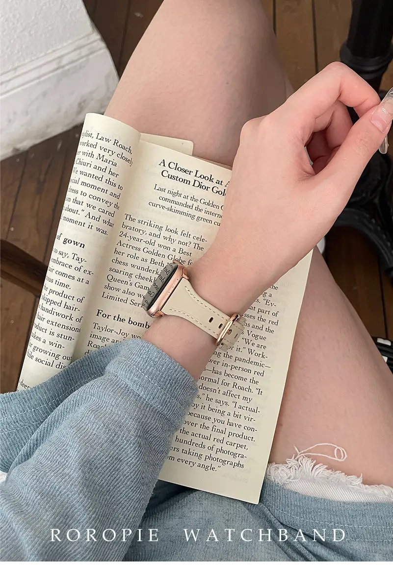 Women's Gold Apple Watch with Brown Leather Strap — feature 10
