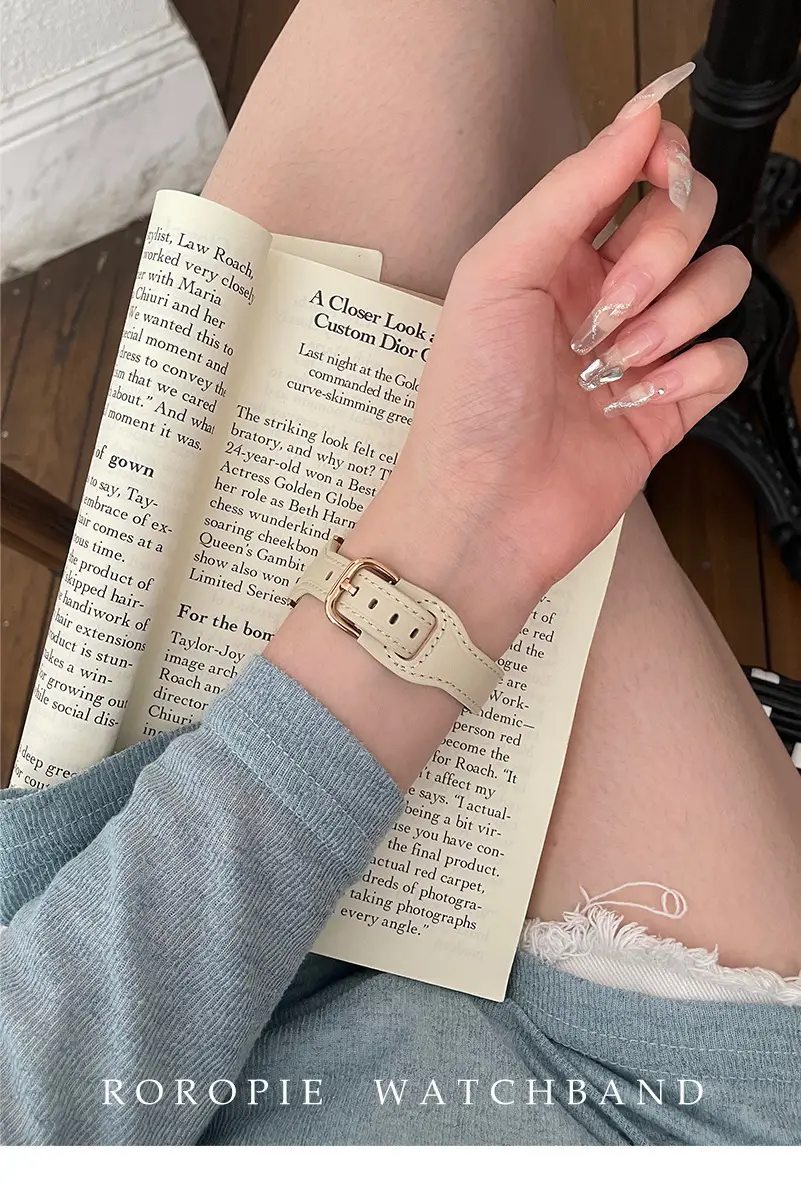 Women's Gold Apple Watch with Brown Leather Strap — feature 11