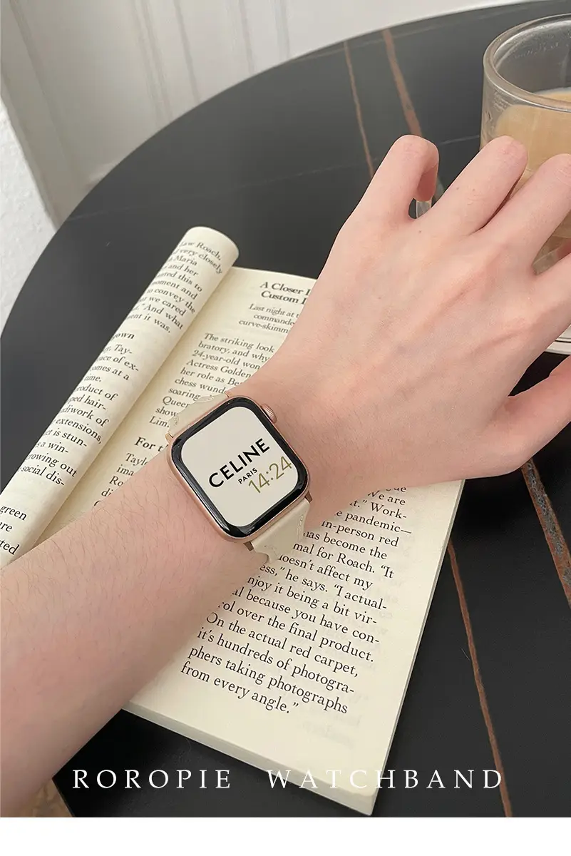 Women's Gold Apple Watch with Brown Leather Strap — feature 12