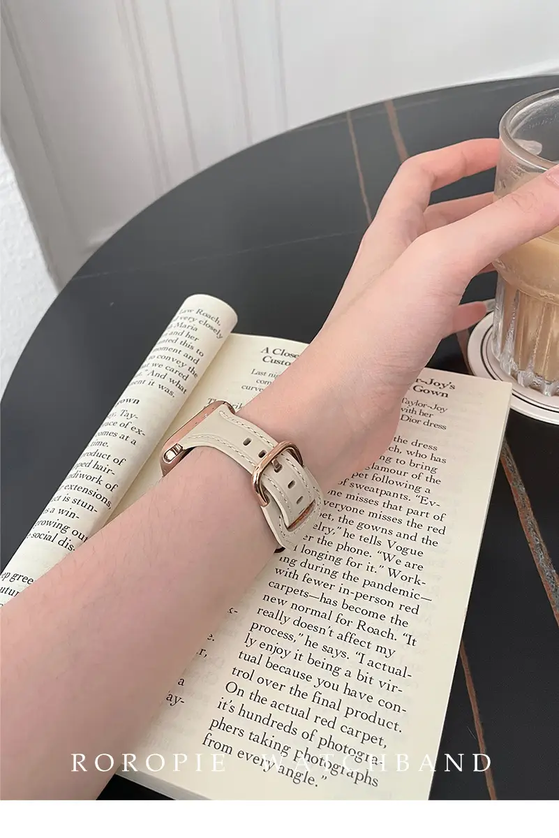 Women's Gold Apple Watch with Brown Leather Strap — feature 13