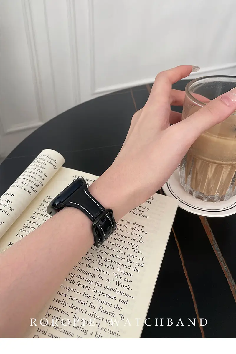 Women's Gold Apple Watch with Brown Leather Strap — feature 16