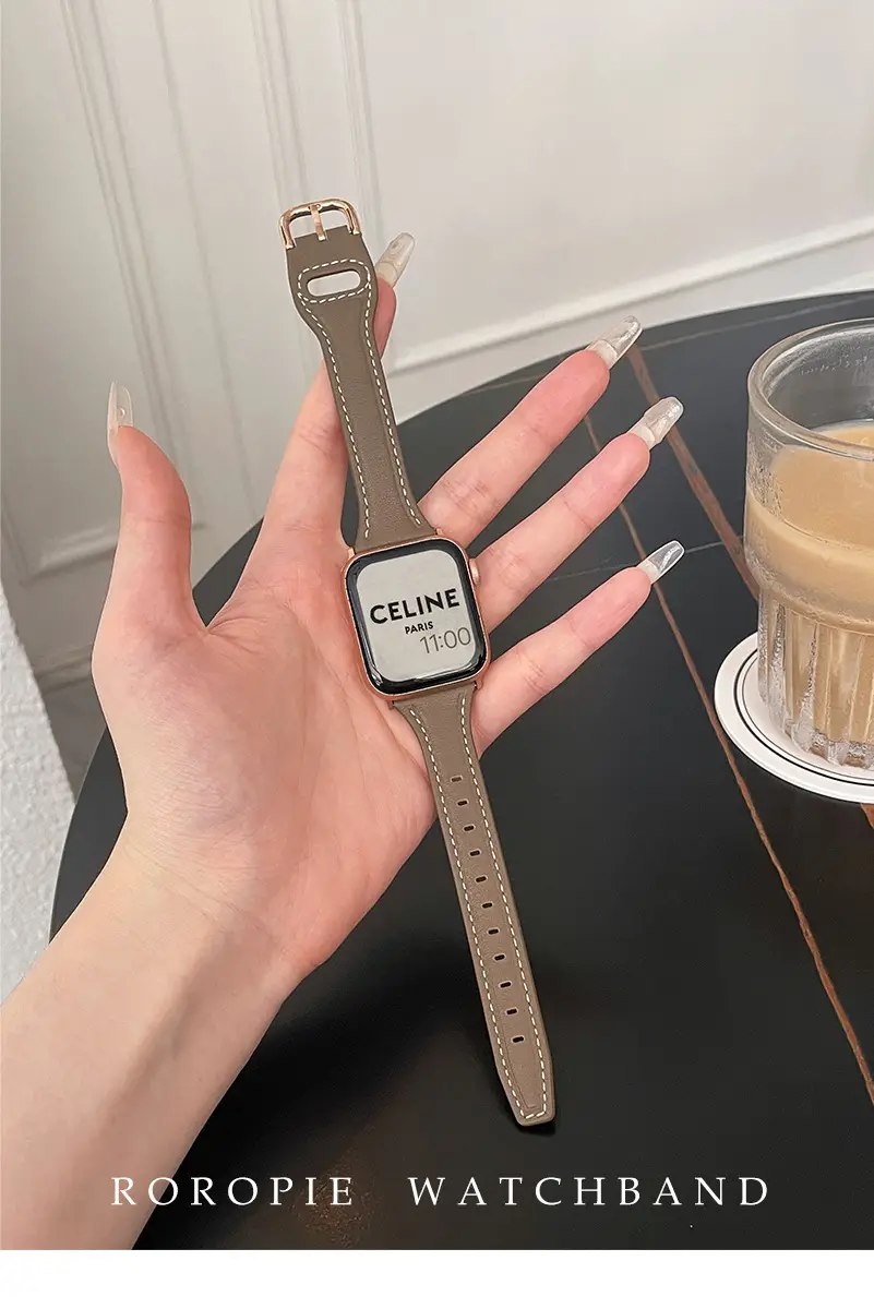 Women's Gold Apple Watch with Brown Leather Strap — feature 18