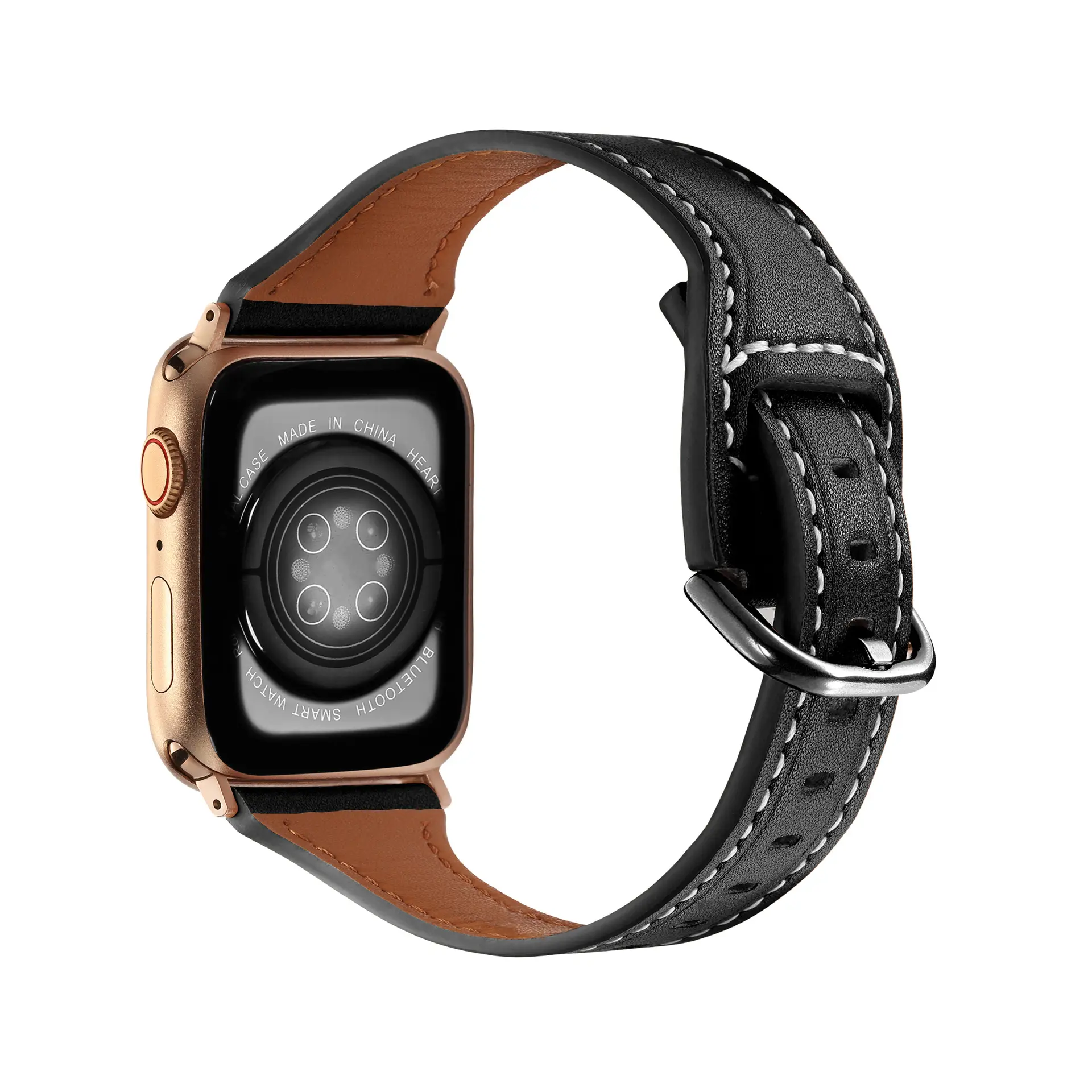Women's Gold Apple Watch with Brown Leather Strap — feature 2