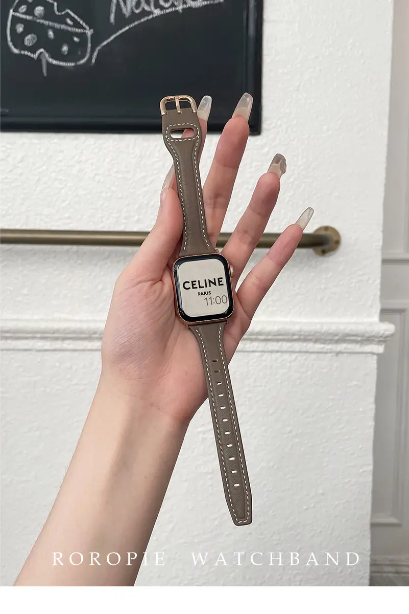 Women's Gold Apple Watch with Brown Leather Strap — feature 22