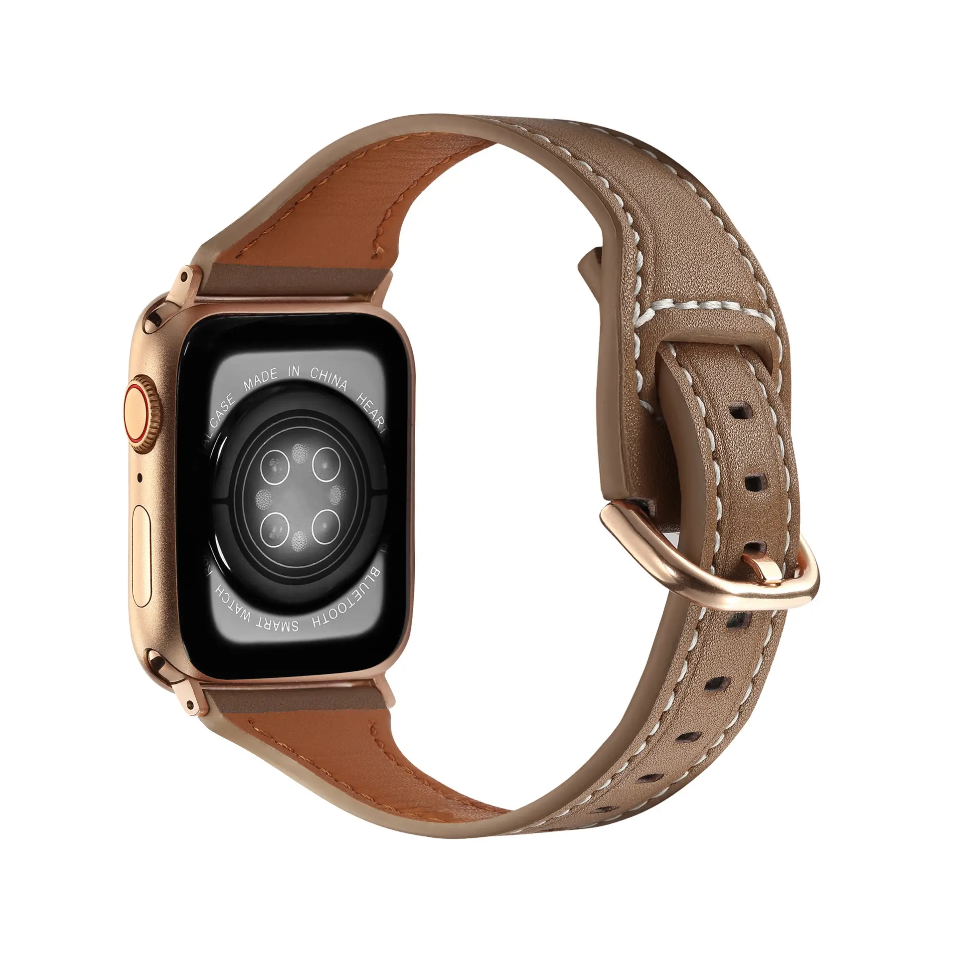 Women's Gold Apple Watch with Brown Leather Strap — feature 3