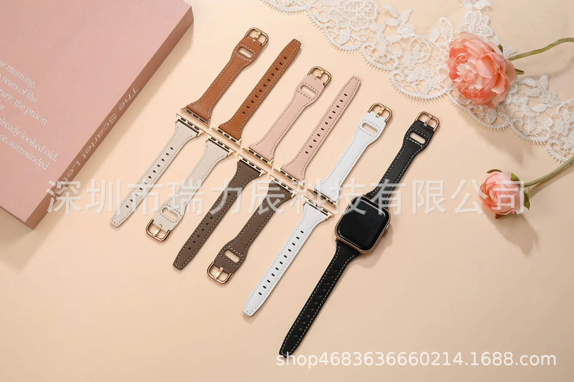 Women's Gold Apple Watch with Brown Leather Strap — feature 4