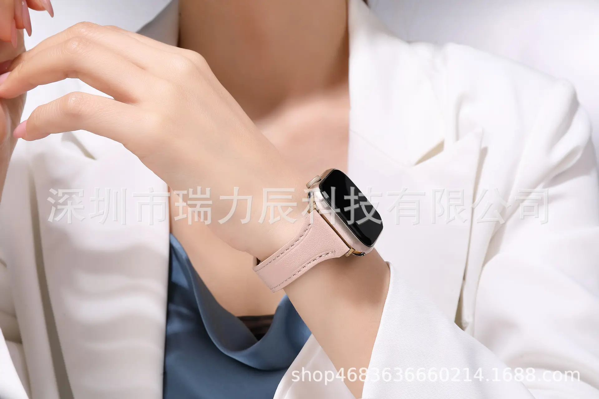 Women's Gold Apple Watch with Brown Leather Strap — feature 5
