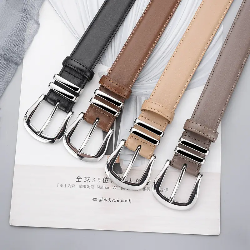 Women's Black Real Cowhide Belt Summer Wear - Image 5