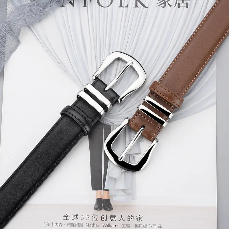 Women's Black Real Cowhide Belt Summer Wear - Image 6