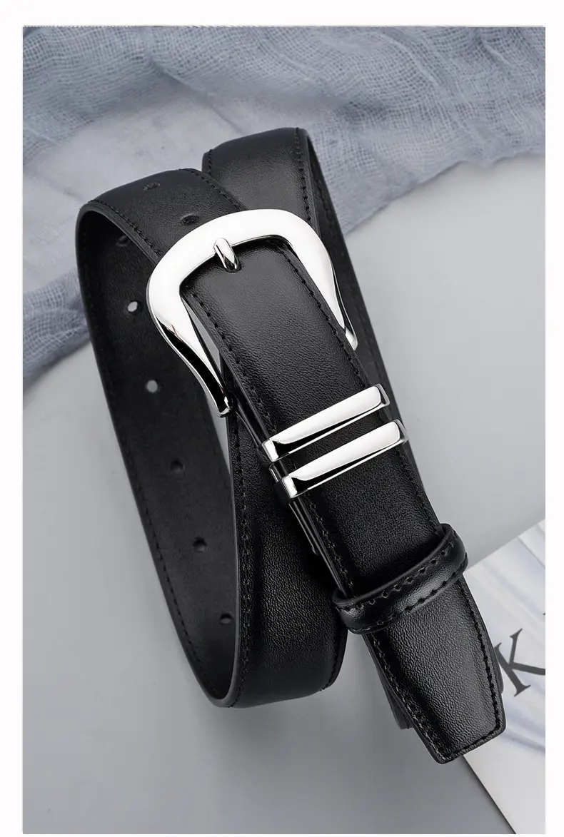 Women's Black Real Cowhide Belt Summer Wear β feature 17