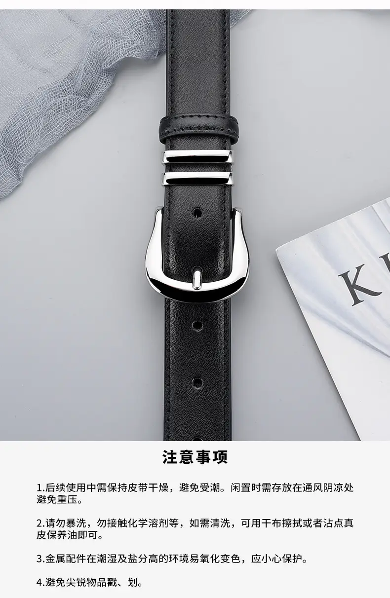 Women's Black Real Cowhide Belt Summer Wear β feature 18
