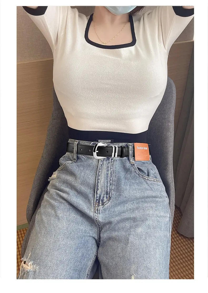 Women's Black Real Cowhide Belt Summer Wear β feature 2